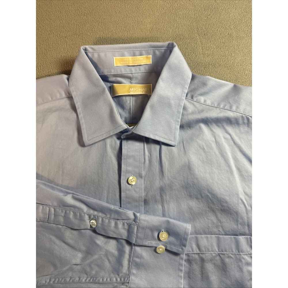 Michael Kors Mens Dress Shirt 16 32/33 M/L Light Blue 100% Cotton Long Sleeve
